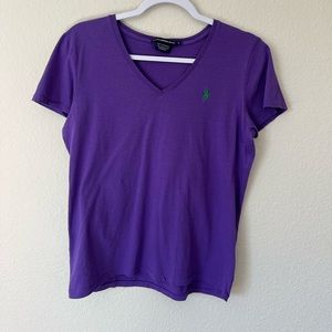 Ralph Lauren Solid Purple V-neck T-Shirt